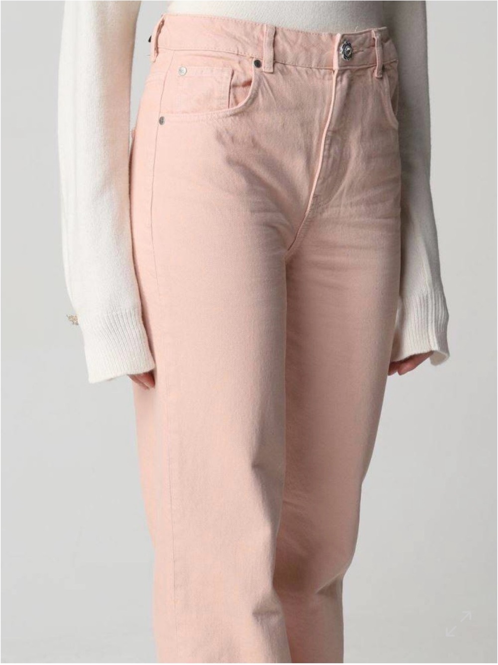 LIU JO MILANO High-Rise Straight Leg Women's Jeans - Blush Pink - Picture 4 of 9